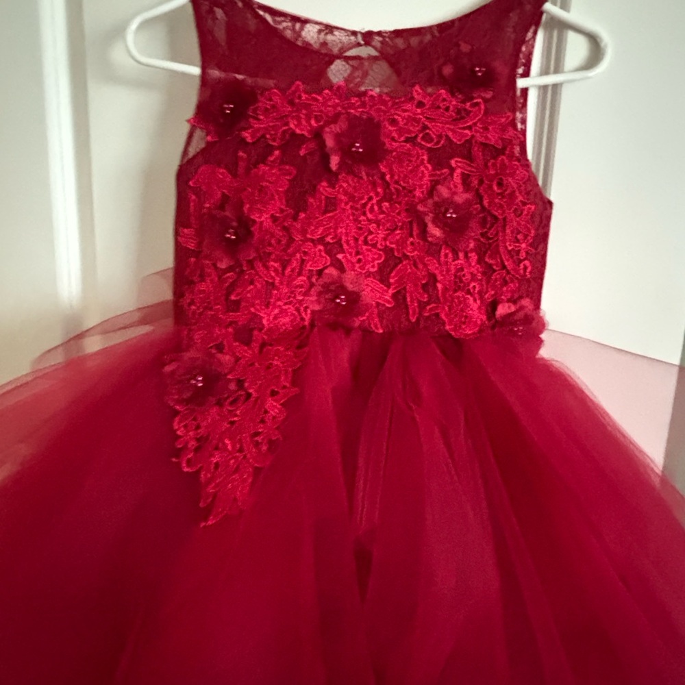 Charming Red Floral Kids Dress